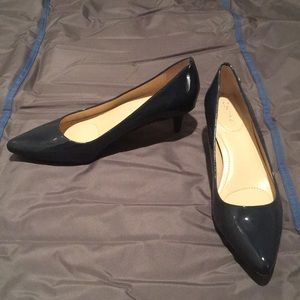 Calvin Klein Navy Blue Patent Leather Kitten Heels